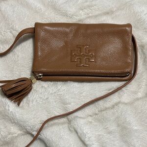 Tory Burch Tan Leather Crossbody bag  with Tassel